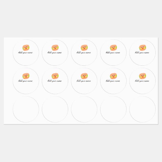 オレンジ色のバーガーウォーターカラーを追加ネーム文字フードフライ ラベル (シート)