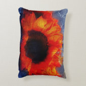 オレンジ色のパインターリーサンフラワーズアクセントピロー アクセントクッション (裏面(縦))