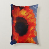 オレンジ色のパインターリーサンフラワーズアクセントピロー アクセントクッション (正面(垂直))