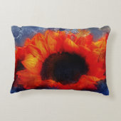 オレンジ色のパインターリーサンフラワーズアクセントピロー アクセントクッション (裏面)