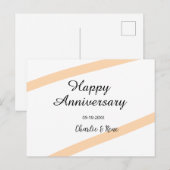オレンジ色のパステルラインの名前で幸せな結婚記念日 シーズンポストカード (正面/裏面)
