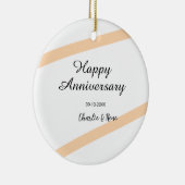 オレンジ色のパステルラインの結婚記念日 名前入り セラミックオーナメント (右)