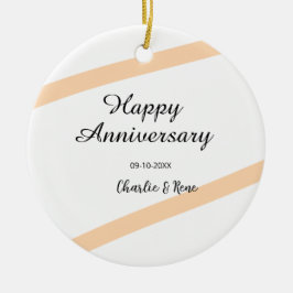 オレンジ色のパステルラインの結婚記念日 名前入り セラミックオーナメント