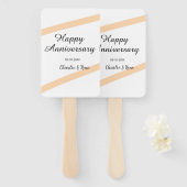 オレンジ色のパステルラインの結婚記念日 名前入り ハンドファン (正面&裏面)