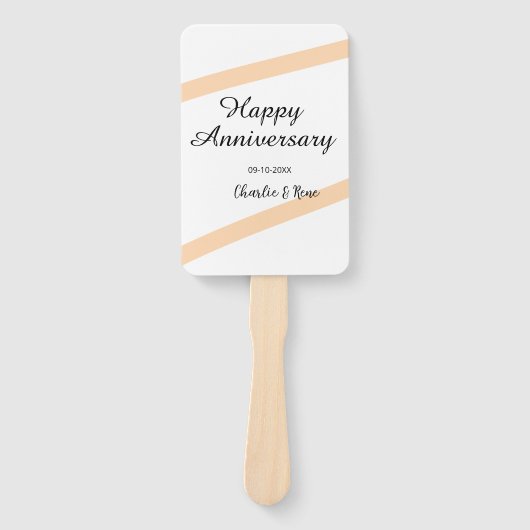 オレンジ色のパステルラインの結婚記念日 名前入り ハンドファン (正面)
