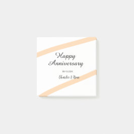 オレンジ色のパステルラインの結婚記念日 名前入り ポストイット