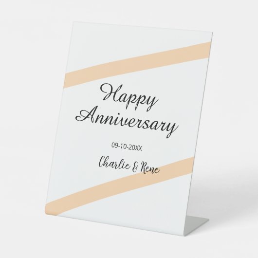 オレンジ色のパステルラインの結婚記念日 名前 台座サイン (正面)