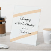 オレンジ色のパステルラインの結婚記念日 名前 台座サイン (インサイチュ)