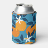 オレンジ色のパターン：ヴィンテージのシームレスなテクスチャ 缶クーラー (缶正面)