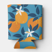 オレンジ色のパターン：ヴィンテージのシームレスなテクスチャ 缶クーラー (裏面)