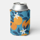 オレンジ色のパターン：ヴィンテージのシームレスなテクスチャ 缶クーラー (缶裏面)