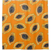 オレンジ色のパパイヤのスライス シャワーカーテン (正面)