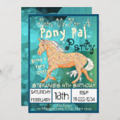 オレンジ色のパロミノポニーギフト  (ターコイズの泡) 招待状 (正面/裏面)