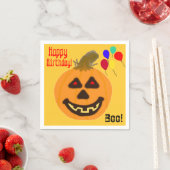 オレンジ色のパンプキン誕生日バルーン スタンダードカクテルナプキン (インサイチュ)