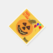 オレンジ色のパンプキン誕生日バルーン スタンダードカクテルナプキン (角)