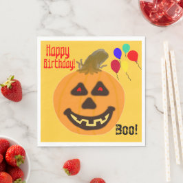 オレンジ色のパンプキン誕生日バルーン スタンダードランチョンナプキン