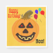 オレンジ色のパンプキン誕生日バルーン スタンダードランチョンナプキン (正面)