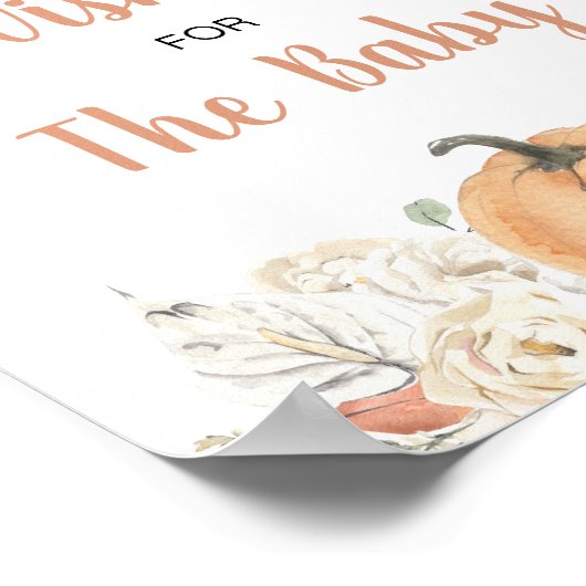 オレンジ色のパンプキ素朴ンフローラがベビーサインを願う ポスター (角)