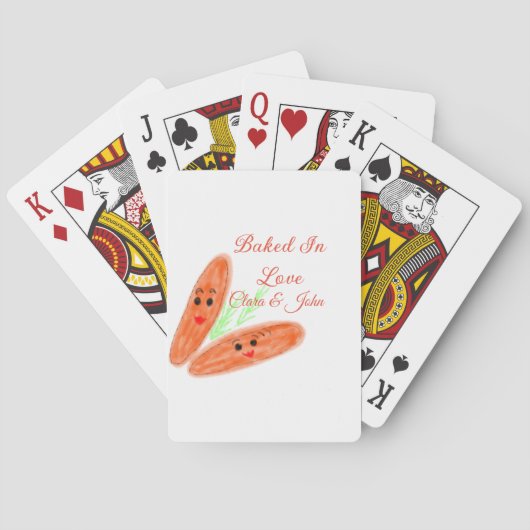 オレンジ色のパン焼いたカップル絵文字の愛の名前d トランプ (裏面)
