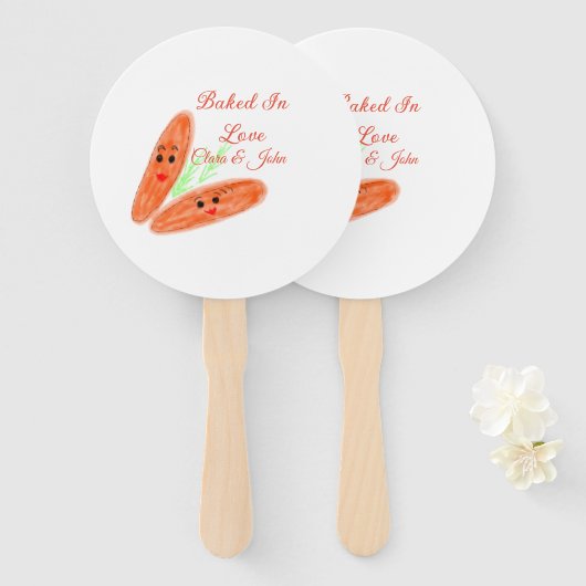 オレンジ色のパン焼いたカップル絵文字の愛の名前d ハンドファン (正面&裏面)