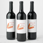 オレンジ色のパン焼いたカップル絵文字の愛の名前d ワインラベル (ボトル)