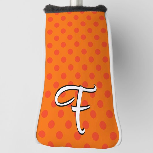 オレンジ色のパーソナライズカラフル水玉模様 ゴルフヘッドカバー (回転90)