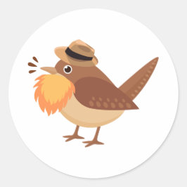 オレンジ色のヒゲの付いた髭の鳥 ラウンドシール