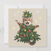 オレンジ色のヒゲ猫のクリスマスツリーがかわいい シーズンカード (正面)