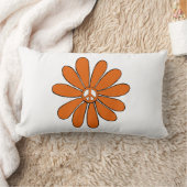 オレンジ色のヒッピー花パワーピースサイン ランバークッション (ブランケット)