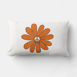 オレンジ色のヒッピー花パワーピースサイン ランバークッション