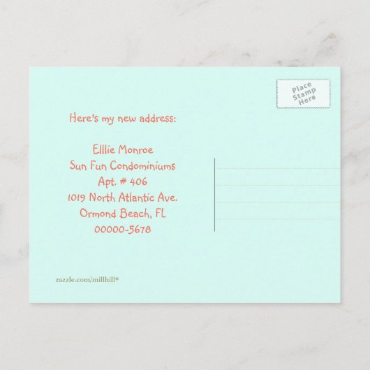 オレンジ色のヒトポストカードビーチに移動 案内ポストカード (裏面)