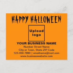 オレンジ色のビジネスハロウィーンの挨拶 ポストカード