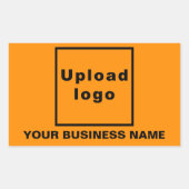 オレンジ色のビジネス名とロゴ 長方形シール (正面)