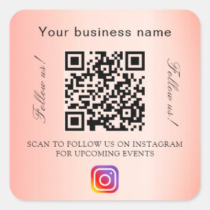 オレンジ色のビジネス名qrコードinstagram スクエアシール