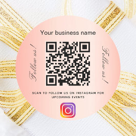 オレンジ色のビジネス名qrコードinstagram ラウンドシール