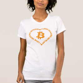 オレンジ色のビットコインのロゴ文字-ハートスリム女性 Tシャツ