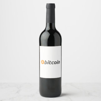 オレンジ色のビットコイン記号の大きなビットコインロゴ ワインラベル