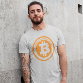 オレンジ色のビットコイン記号カスタムメッセージグラフィック Tシャツ