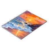オレンジ色のビーチの夕焼け | 海岸の絵画 ノートブック (左側)