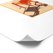 オレンジ色のビーチ椅子3個 ポスター (角)