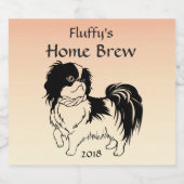 オレンジ色のビールラベルに黒と白の犬 ビールラベル (シングルラベル)