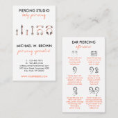 オレンジ色のピアスデザイン（名入れオプション付き） 名刺 (正面/裏面)