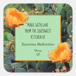 オレンジ色のピリピリしたナシのサボテン/ "キッチンから" スクエアシール