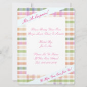 オレンジ色のピンクとブルー 招待状 (裏面)