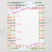 オレンジ色のピンクとブルー 招待状 (正面/裏面)