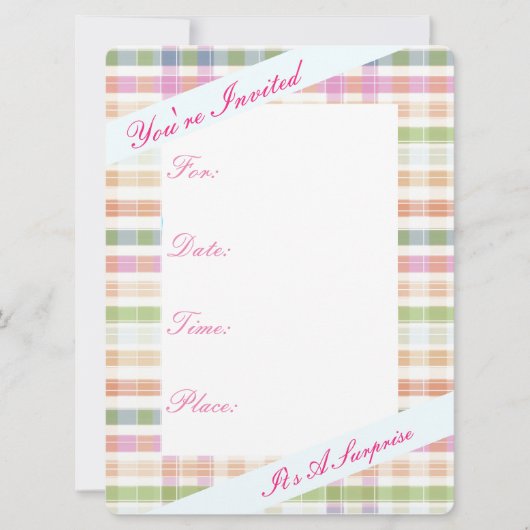 オレンジ色のピンクとブルー 招待状 (正面)