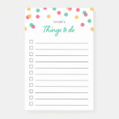 オレンジ色のピンクのティール(緑がかった色)紙吹雪一覧 ポストイット (正面)