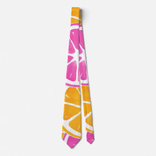 オレンジ色のピンクの柑橘系スライス ネクタイ