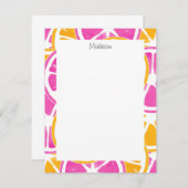 オレンジ色のピンクの柑橘系スライス ノートカード (正面/裏面)