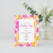 オレンジ色のピンクの柑橘系スライス 招待状 (スタンド正面)